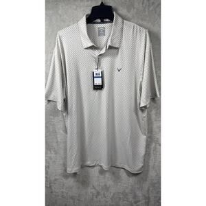 Callaway NEW Polo Shirt Mens XL Silver Birch Opti-Dri Golf Balls Tees Print UPF
